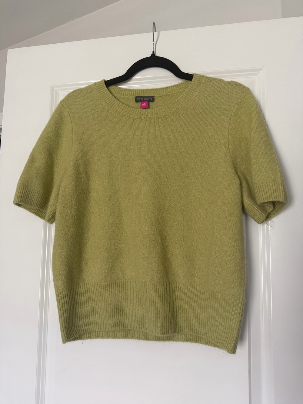 Vince Camuto Short-Sleeve Cashmere Blend Sweater - Lime Green